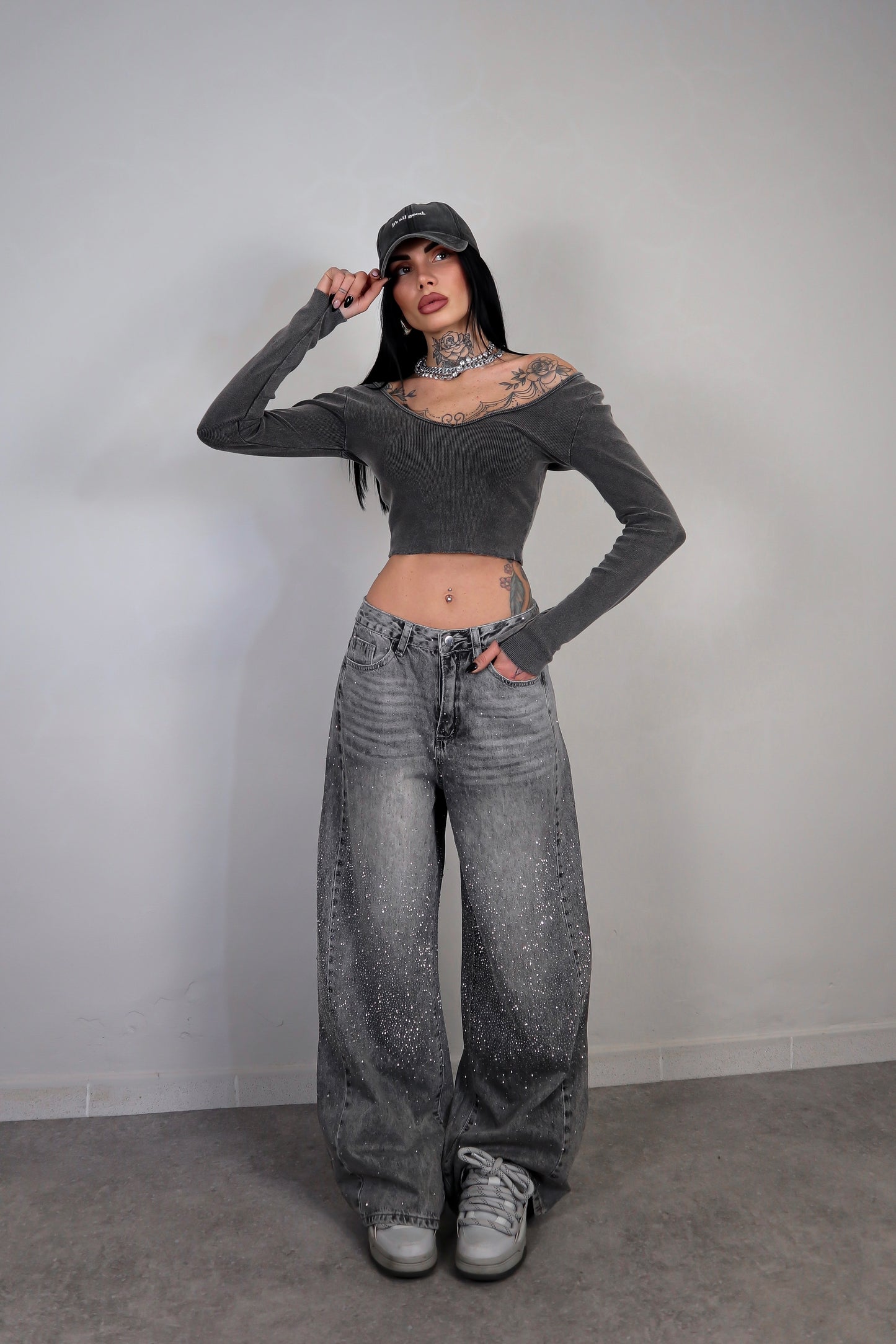 Jeans wide leg Brillo - Nero