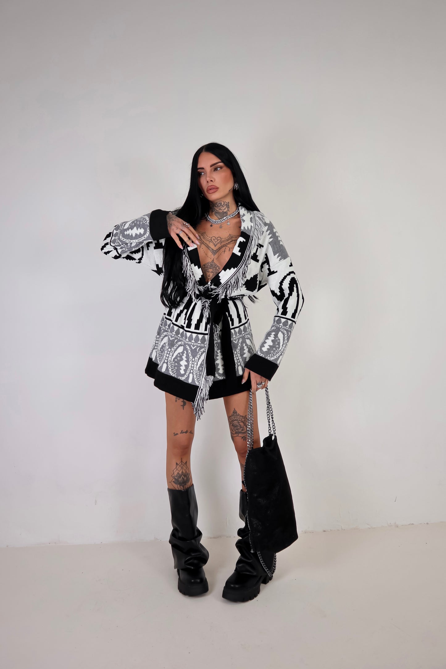 Cardigan Perù - Nero/Grigio