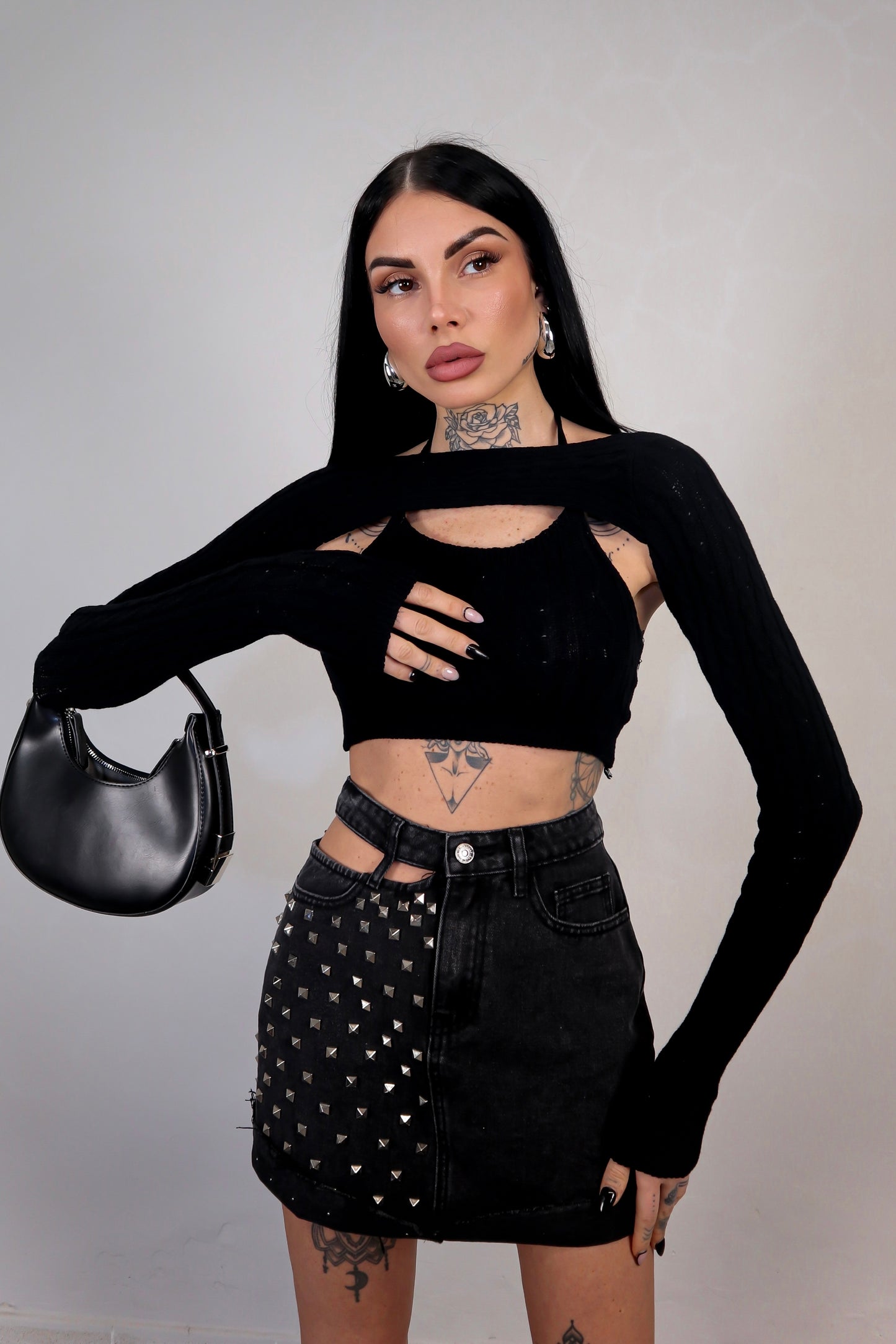 Maglia Crop Duo - Nero