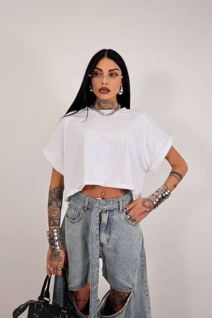 T-shirt crop Donut - Bianco