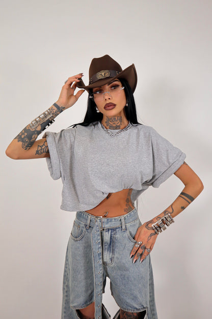T-shirt crop Donut - Grigio