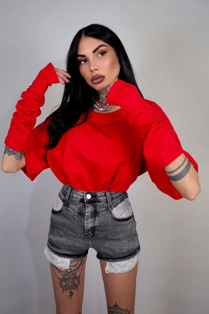 T-Shirt Manicotti - Rosso