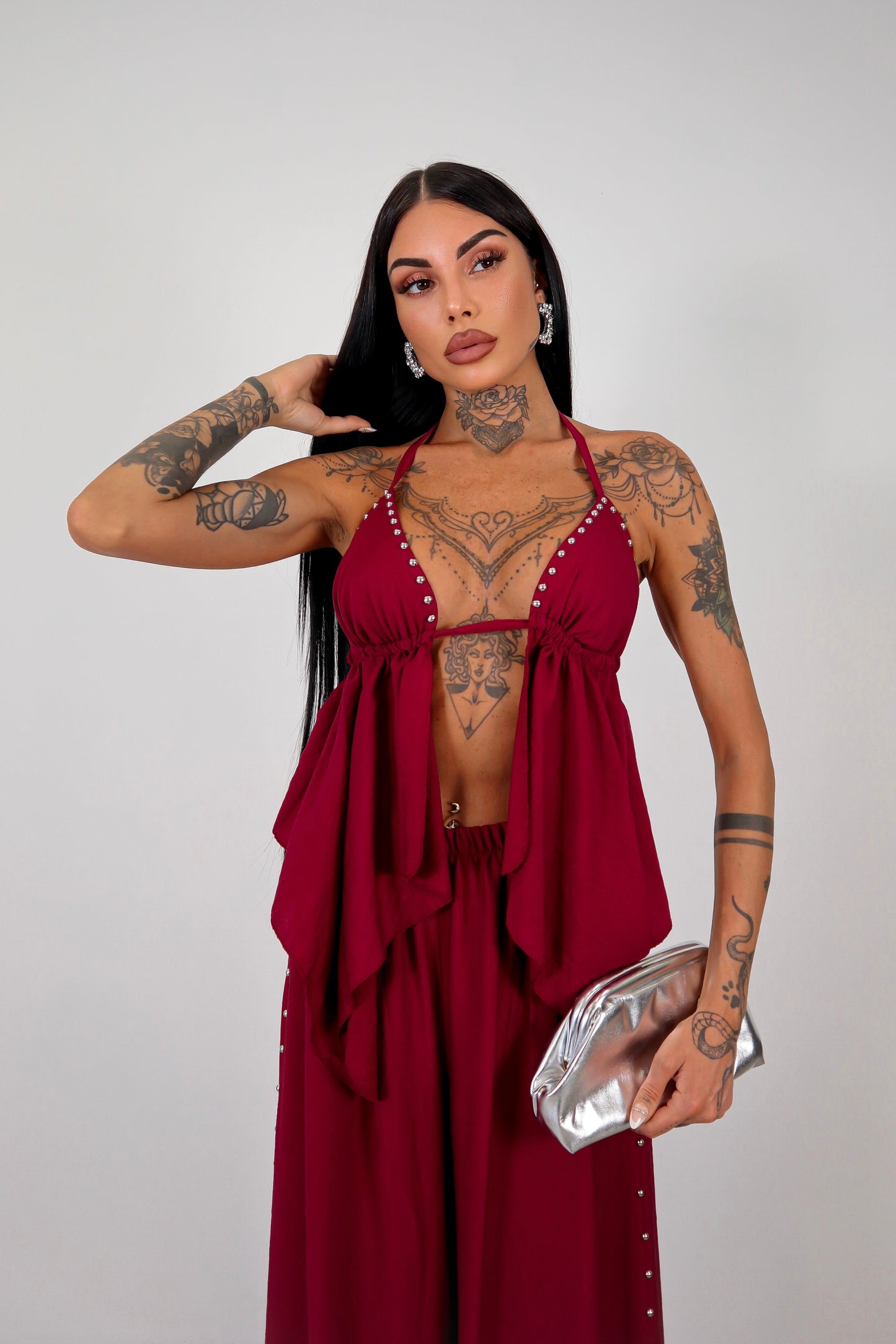 Completo borchie Joy - Bordeaux