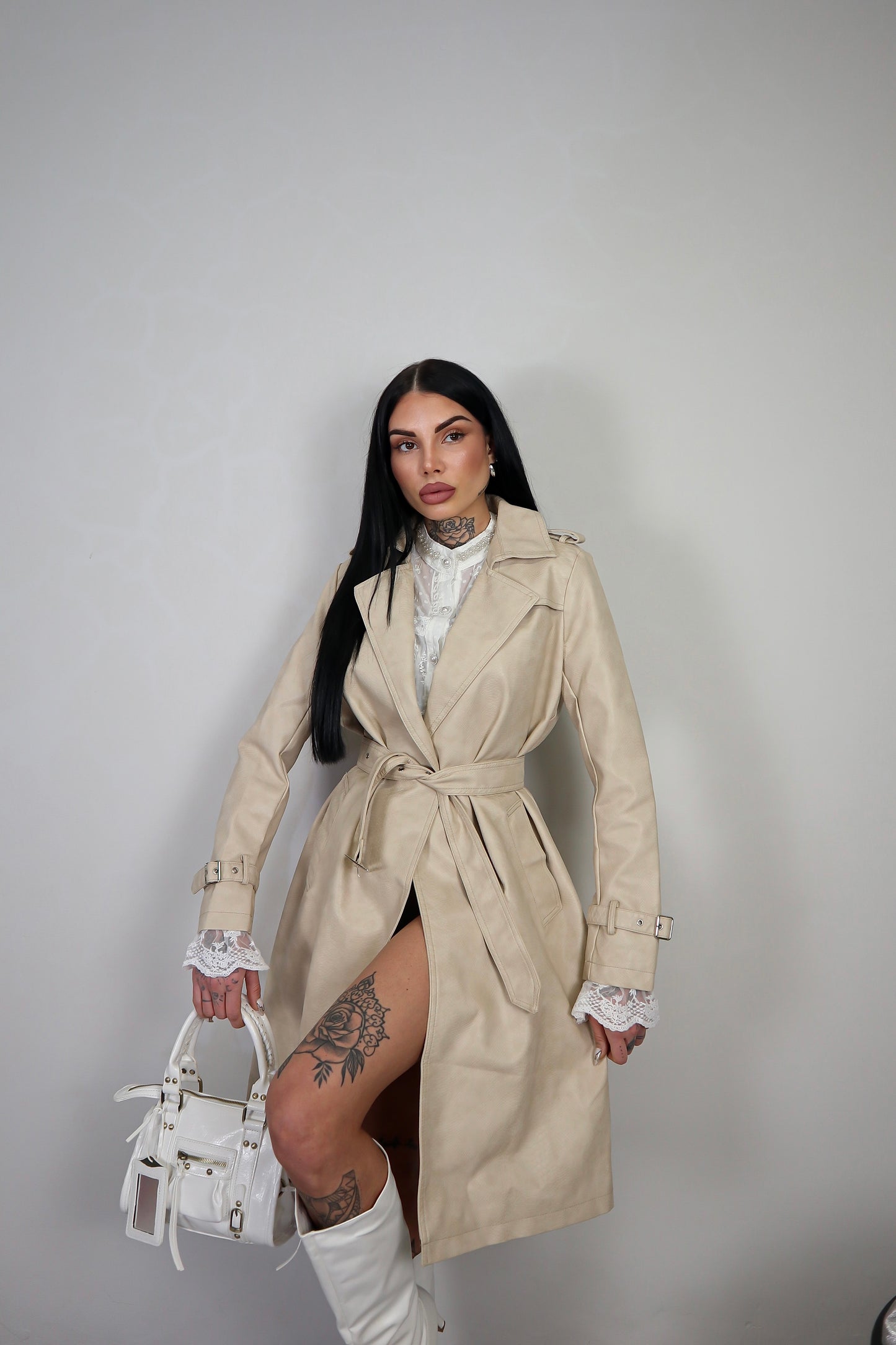Trench Ecopelle Snake - Beige