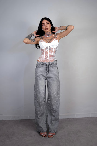 Jeans wide leg Brillo - Grigio