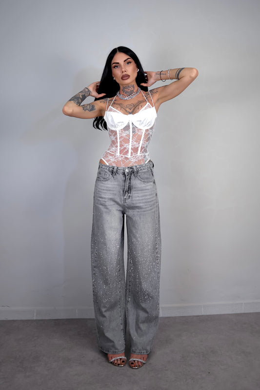 Jeans wide leg Brillo - Grigio