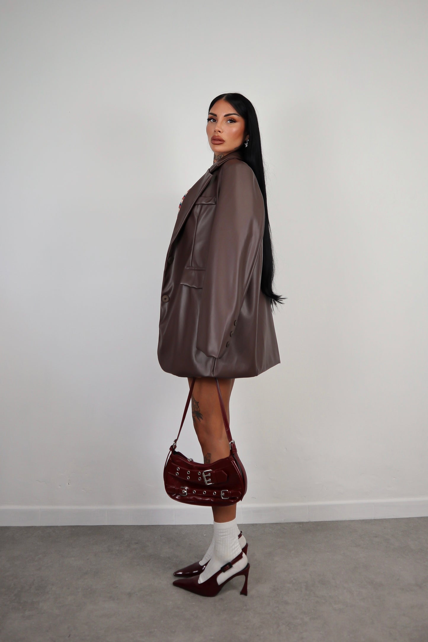 Blazer Ecopelle Over - Marrone