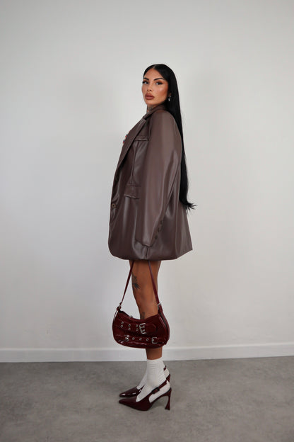 Blazer Ecopelle Over - Marrone