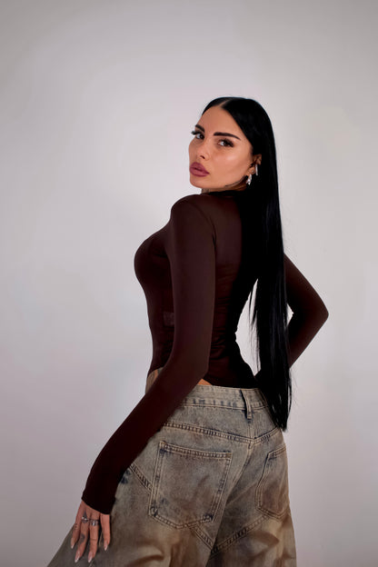 Body Velato Guantino - Marrone