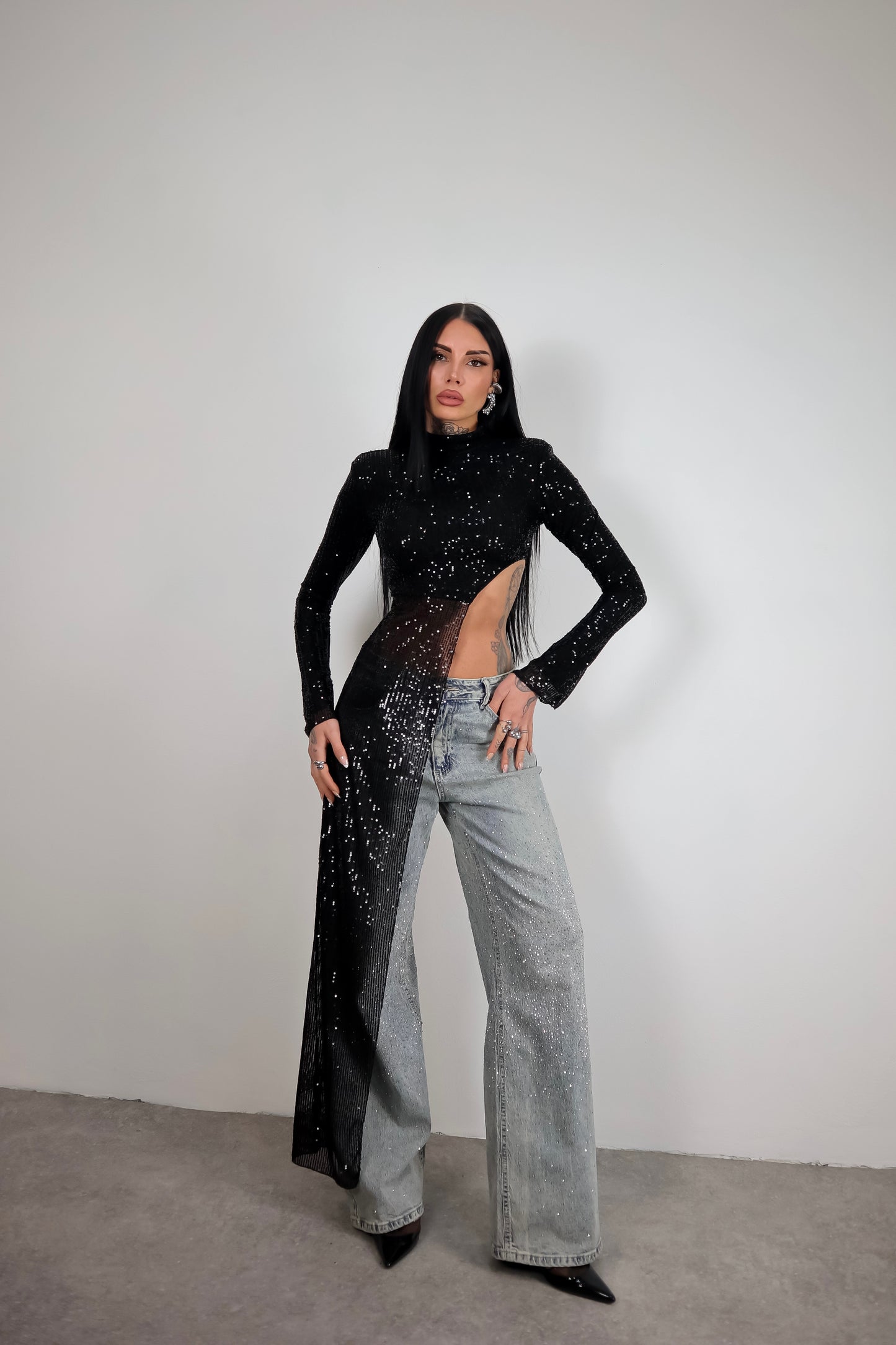 Maglia Paillettes Wow - Nero