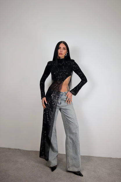 Maglia Paillettes Wow - Nero