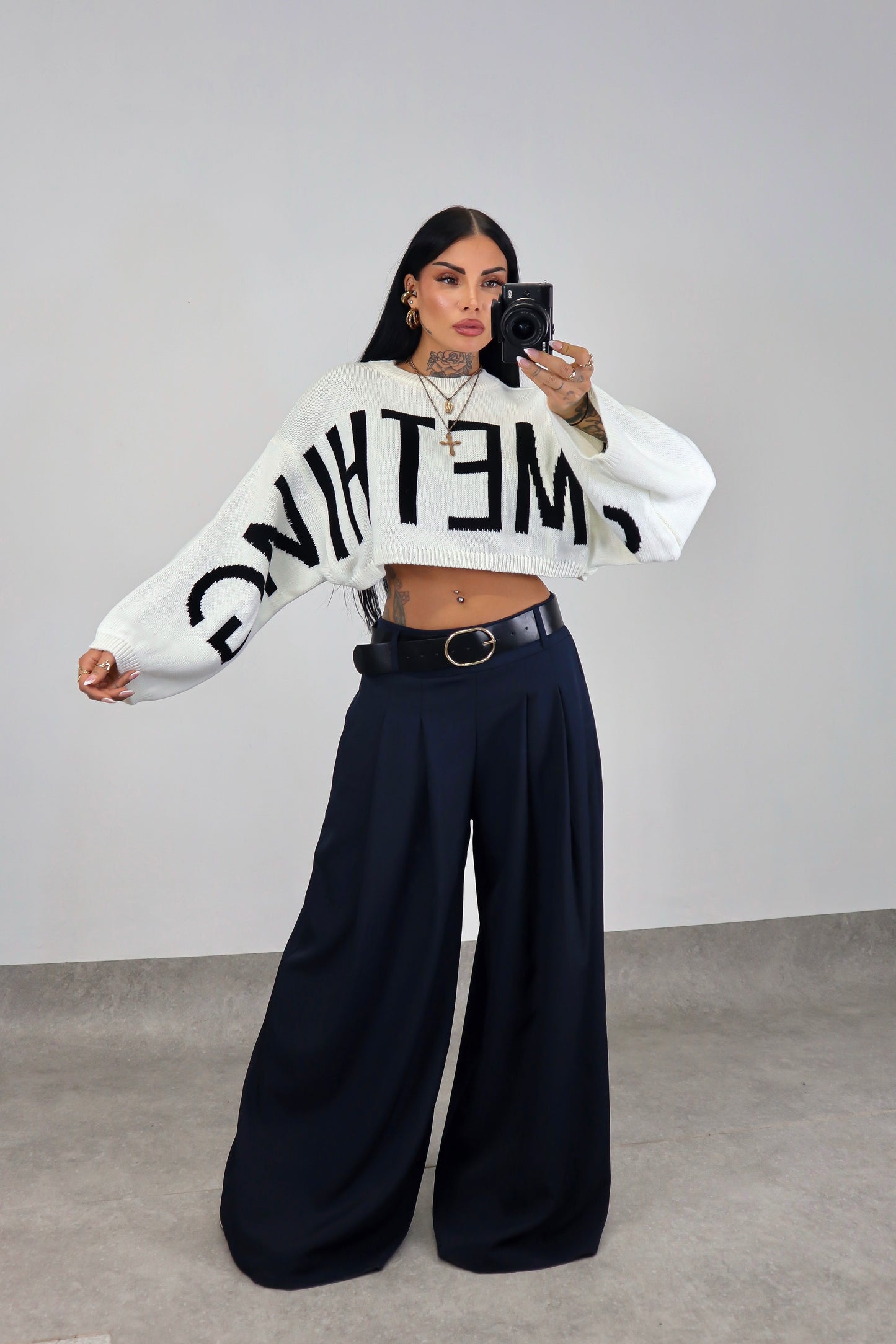 Maglia crop Something - Bianco