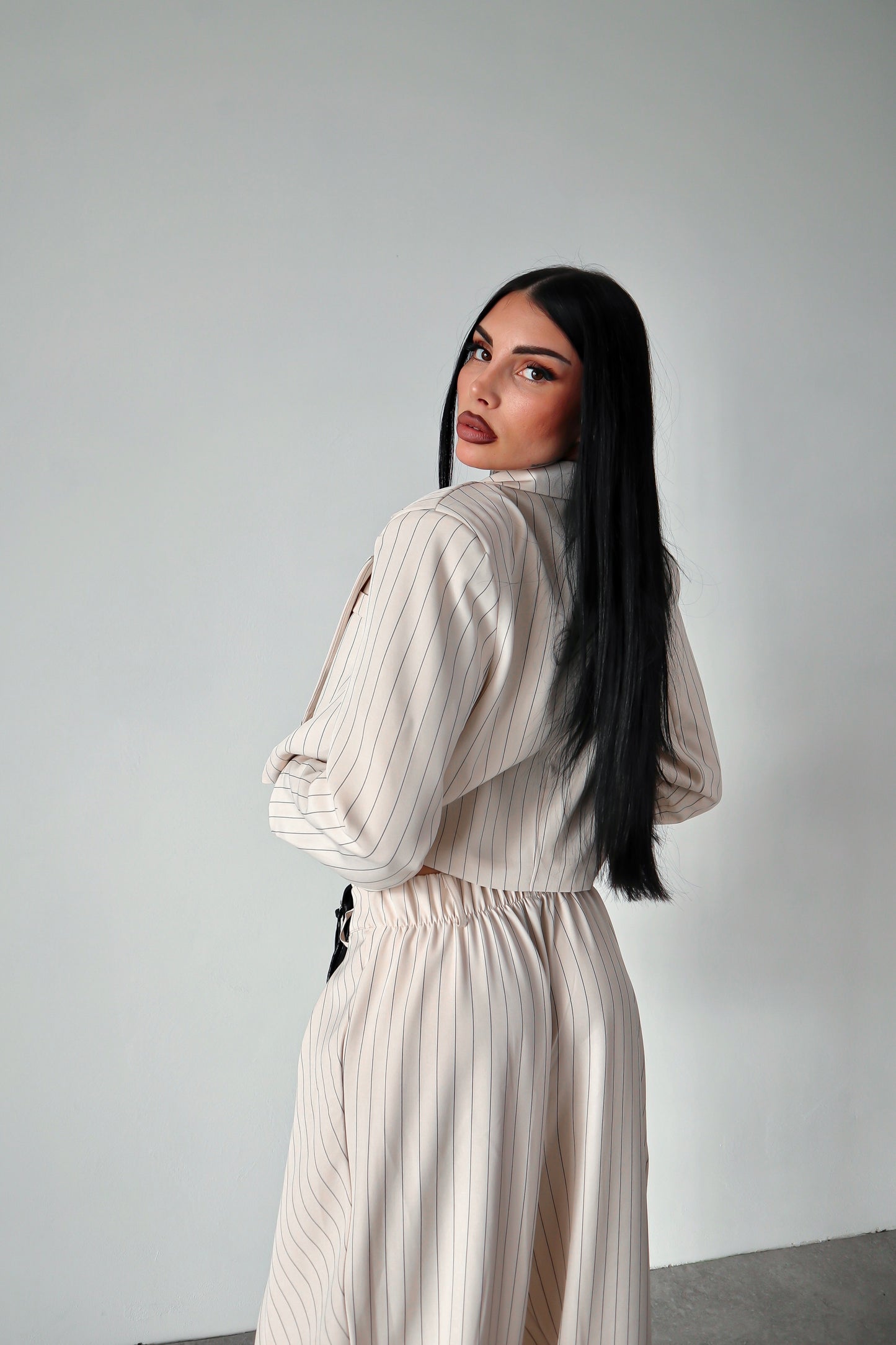 Tailleur gessato Amal - Bianco sporco