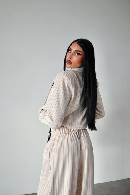 Tailleur gessato Amal - Bianco sporco