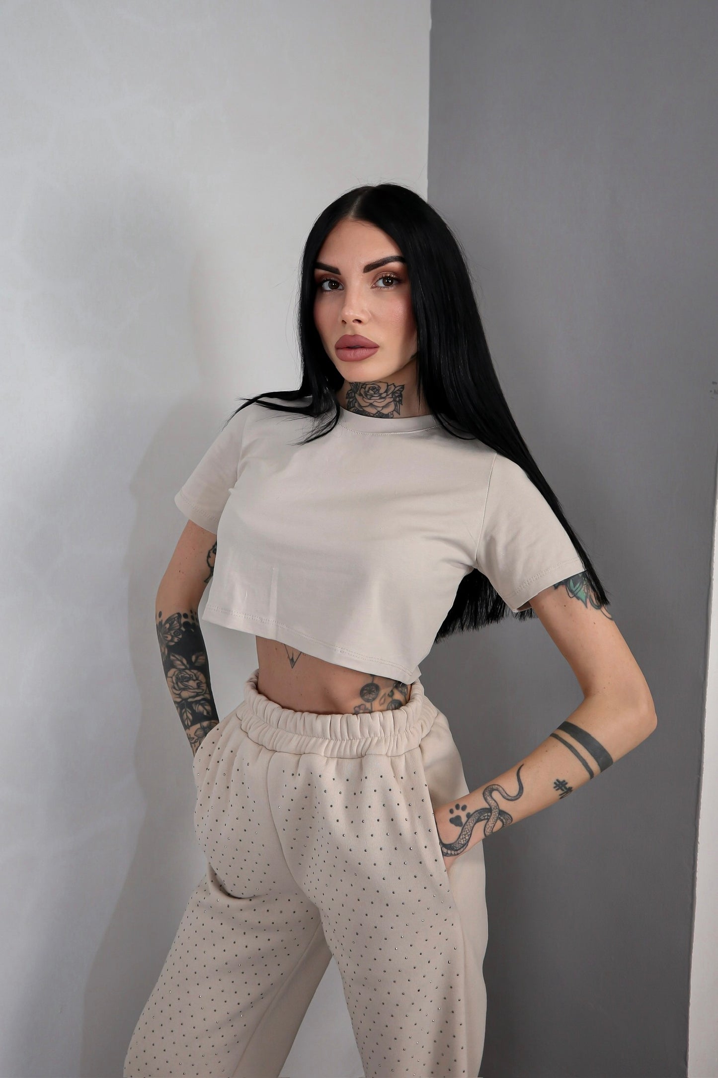 T-shirt Basic Crop - Beige