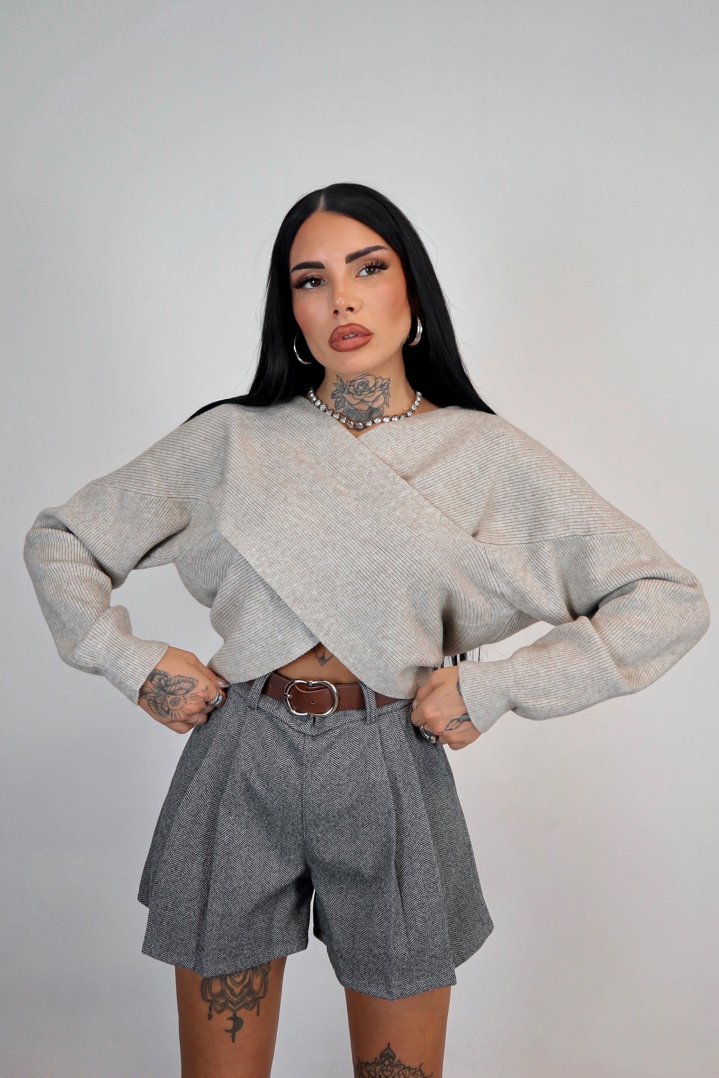 Maglione Incrocio - Tortora