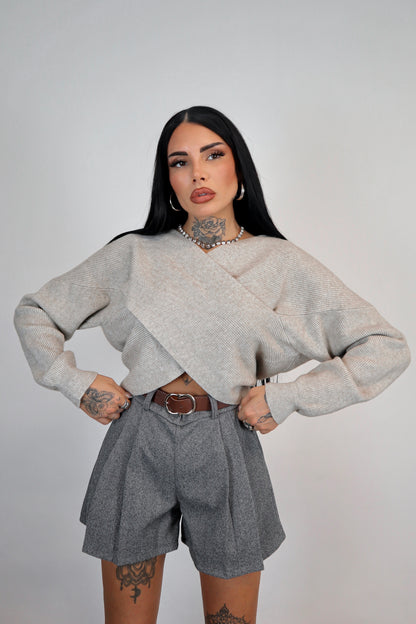 Maglione Incrocio - Tortora