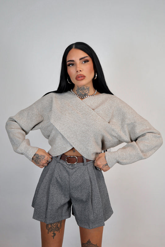 Maglione Incrocio - Tortora
