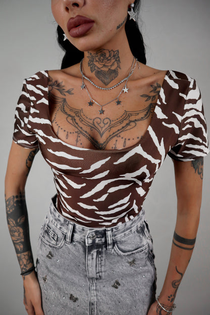Body Shaila - Zebrato Marrone
