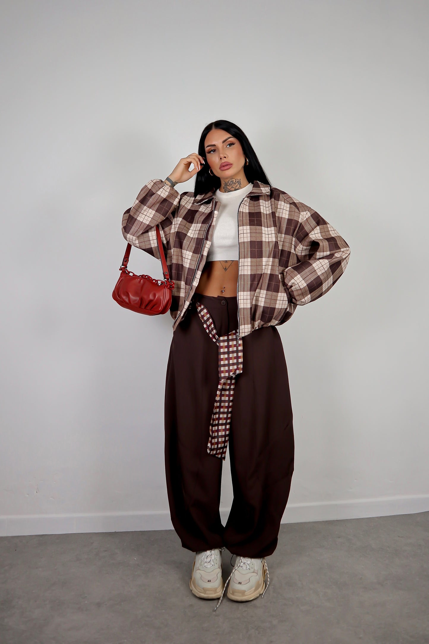 Bomber Tartan - Marrone