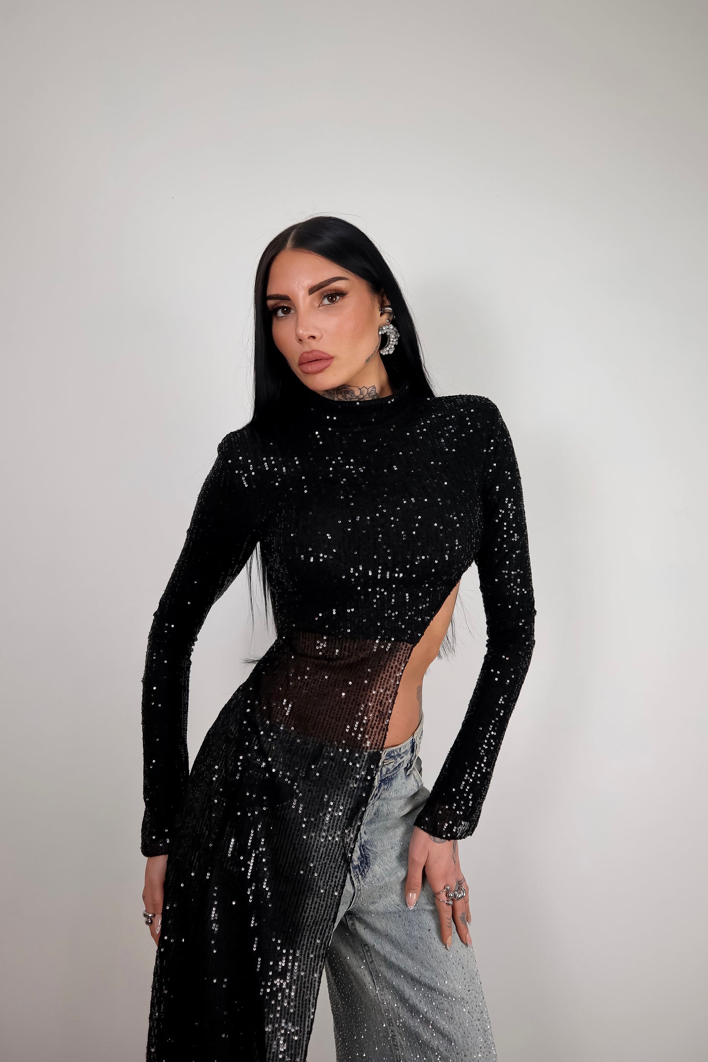 Maglia Paillettes Wow - Nero
