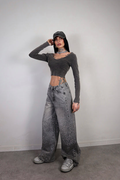 Maglia Crop Cleo - Nero