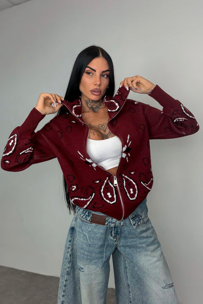 Cardigan Bandana - Bordeaux