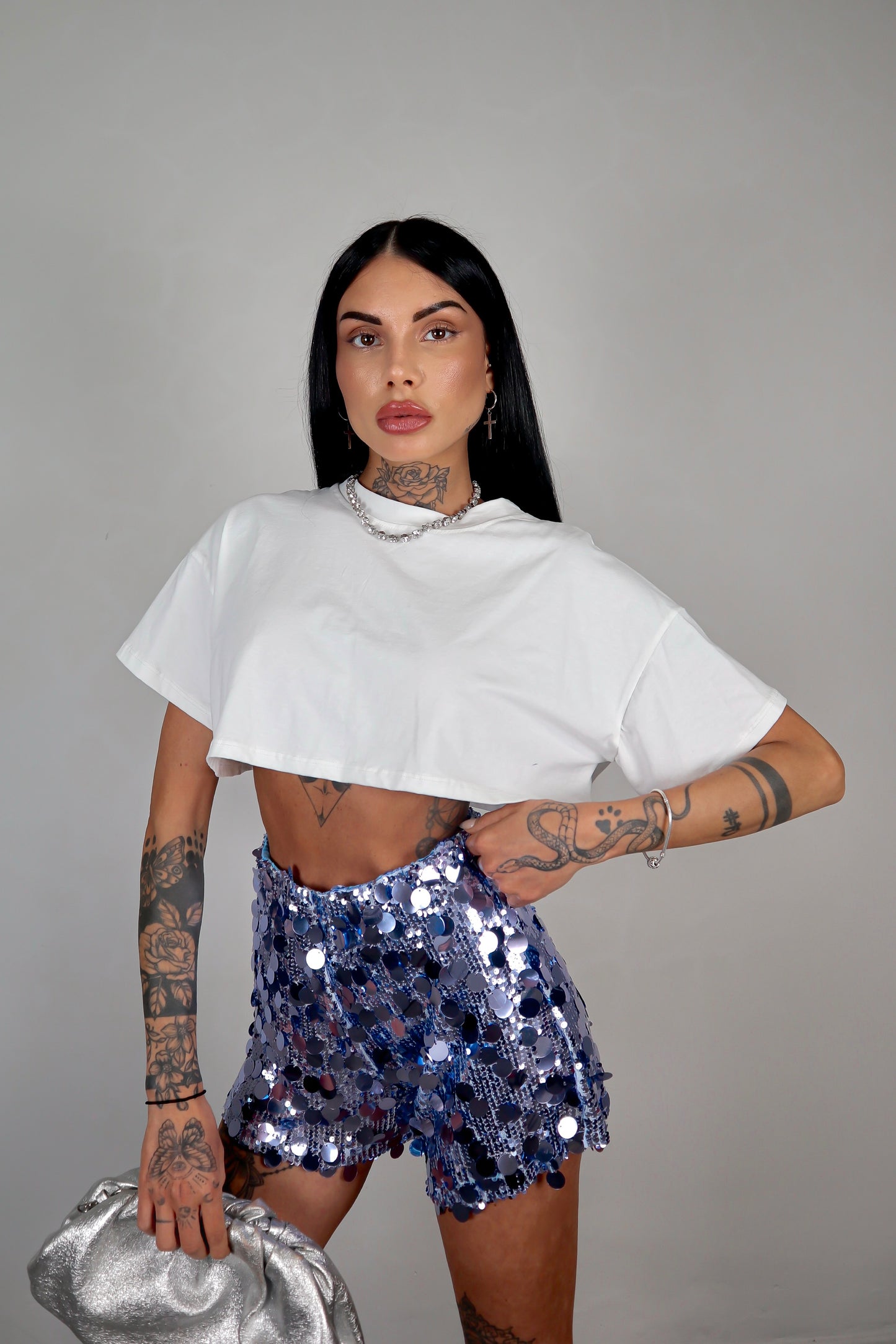 Shorts Paillettes Astrid - Azzurro
