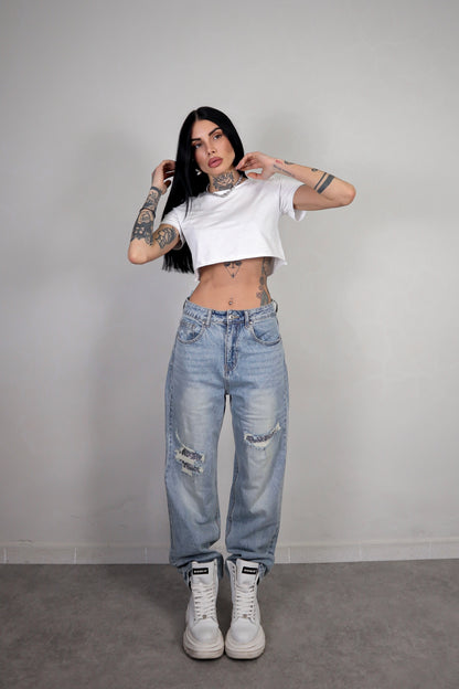 Jeans Ripped Strass
