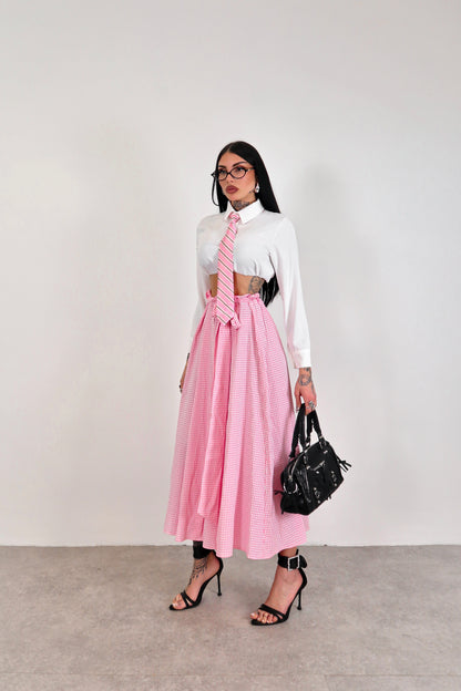 Gonna lunga Quadretti - Rosa