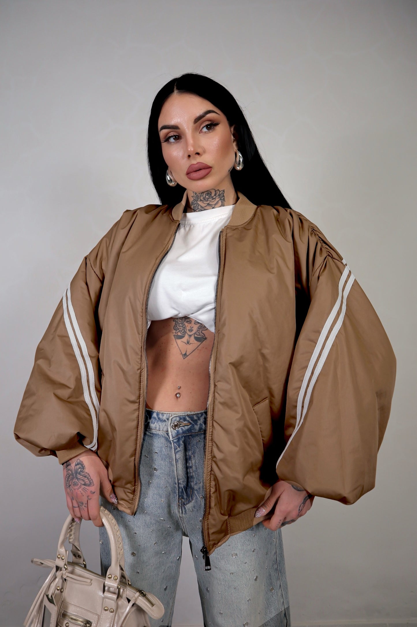 Bomber Oversize Sporty - Marrone