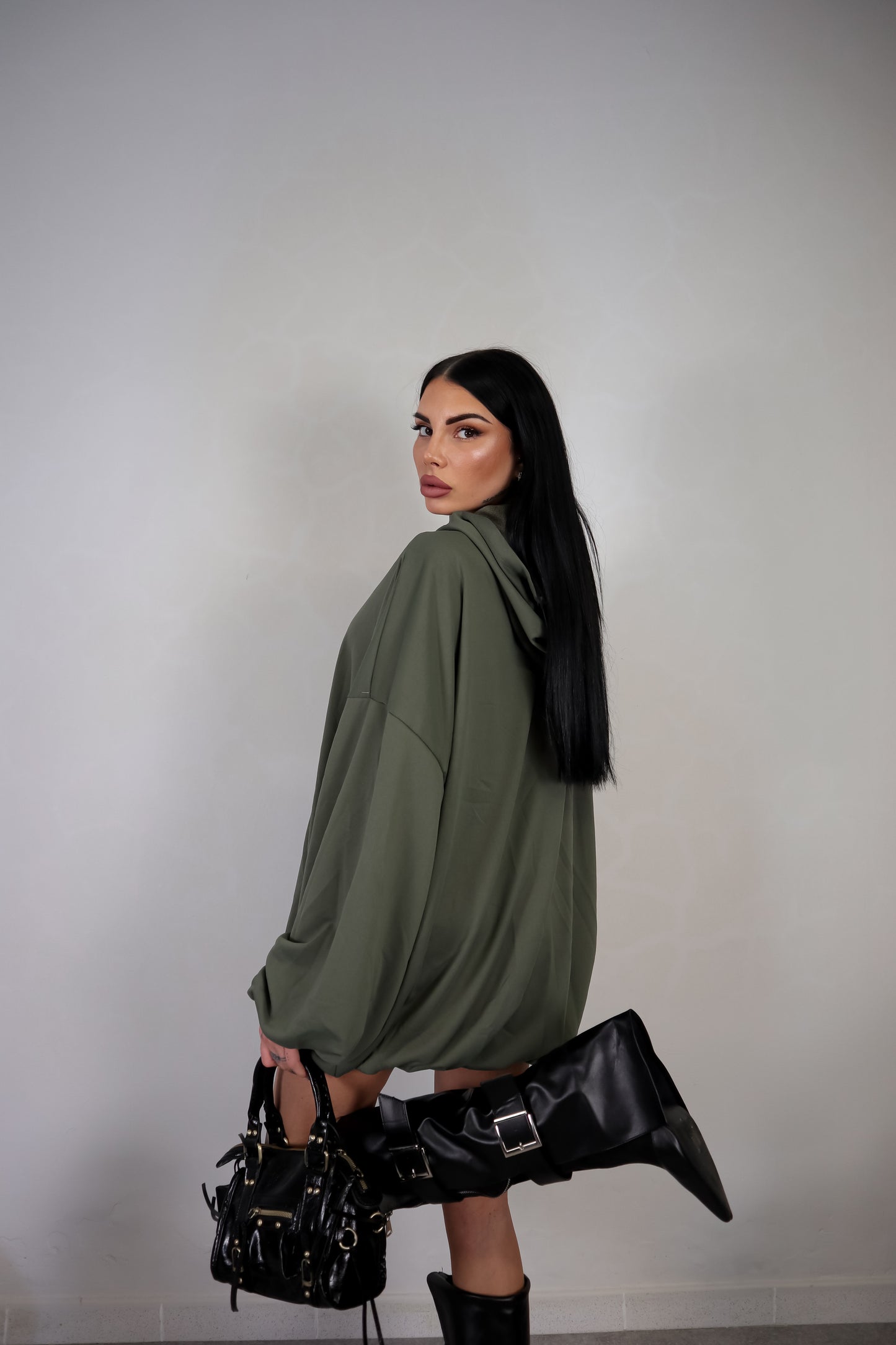 Abito Felpa Overall - Verde Militare
