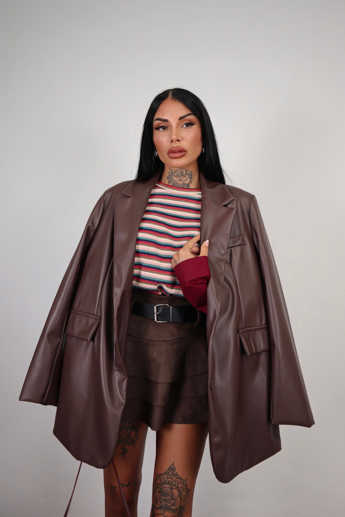 Blazer Ecopelle Over - Marrone