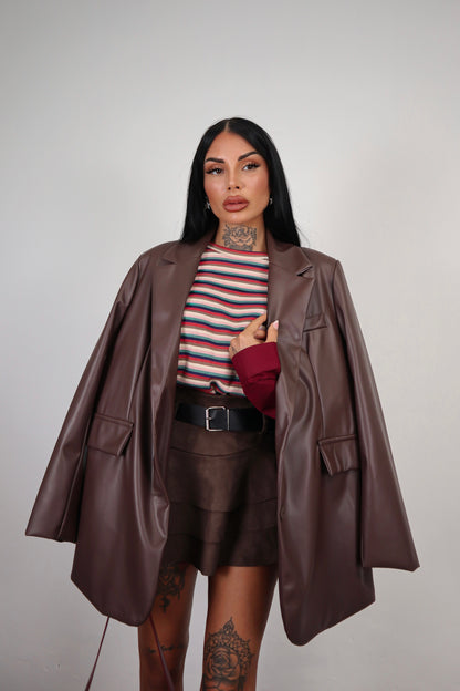 Blazer Ecopelle Over - Marrone