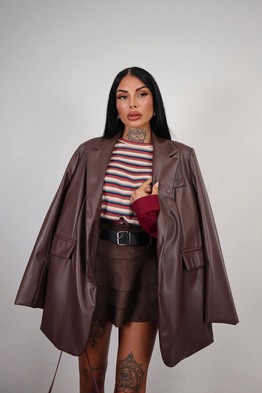 Blazer Ecopelle Over - Marrone