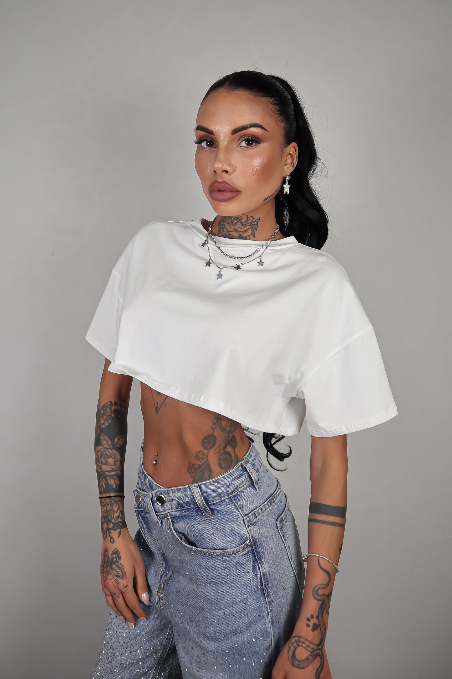 T-Shirt Over Crop - Bianco
