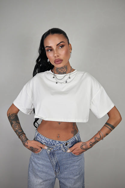 T-Shirt Over Crop - Bianco