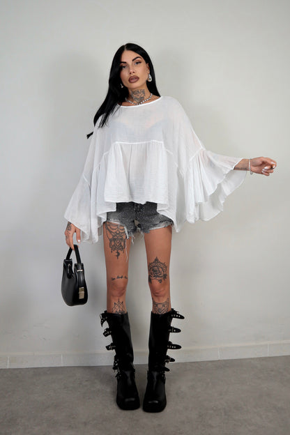 Blusa cotone Zahira - Bianco