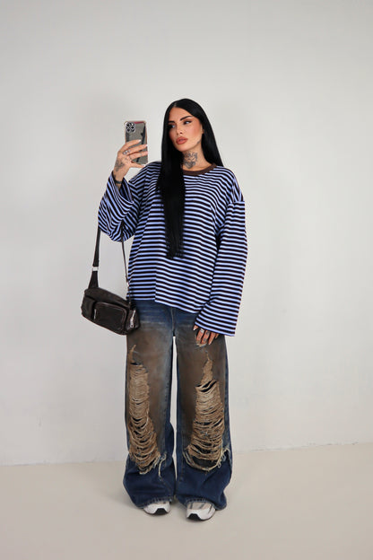 Maglia Lines - Azzurro/Marrone