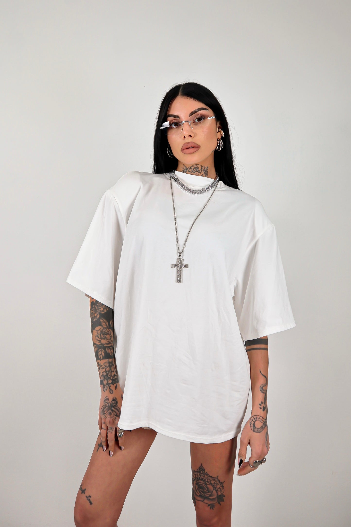 T-shirt oversize Spalline - Bianco