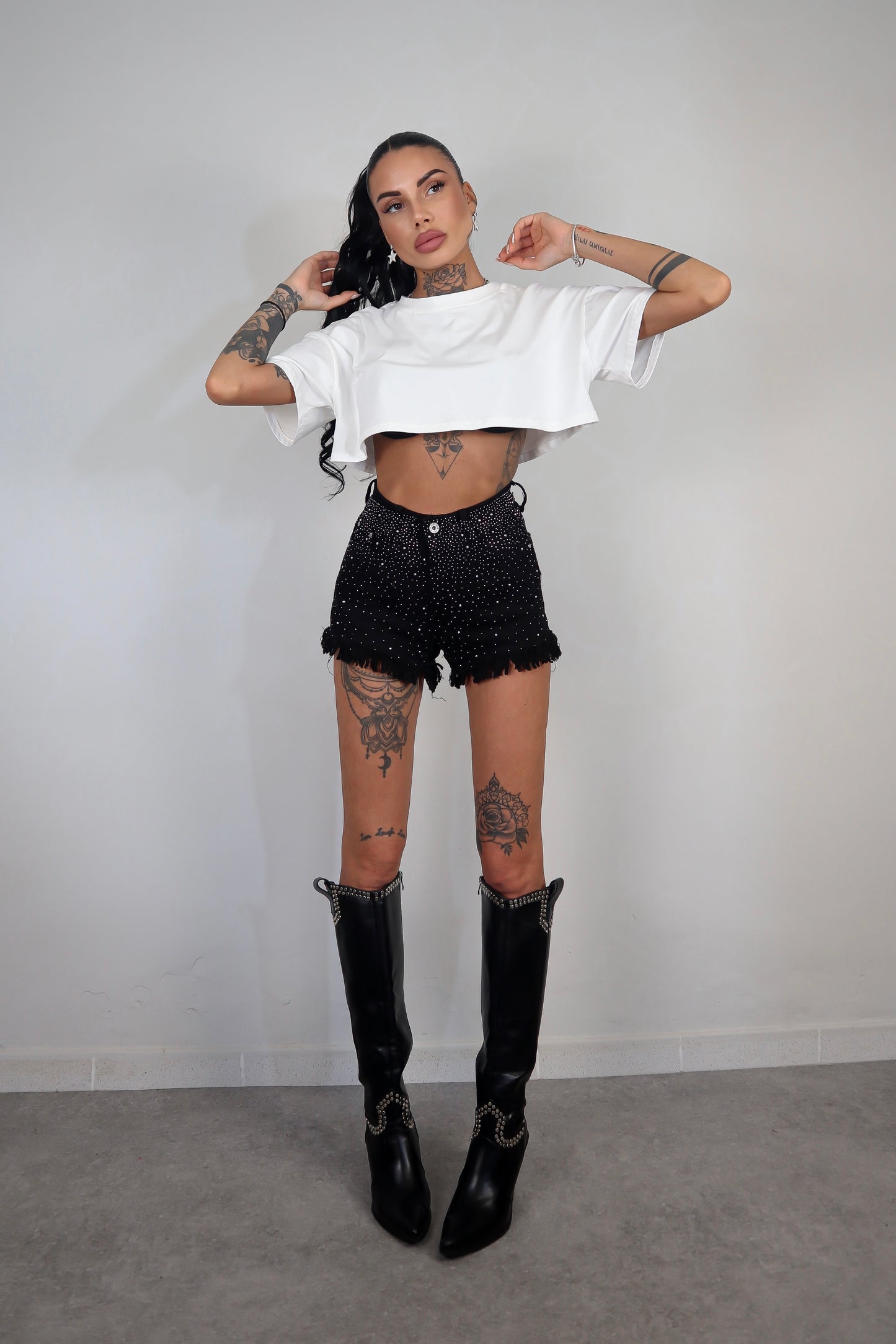 Shorts Brillo Frangette - Nero
