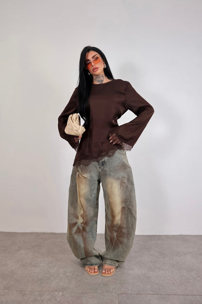 Maglia long sleeve Elegant - Marrone
