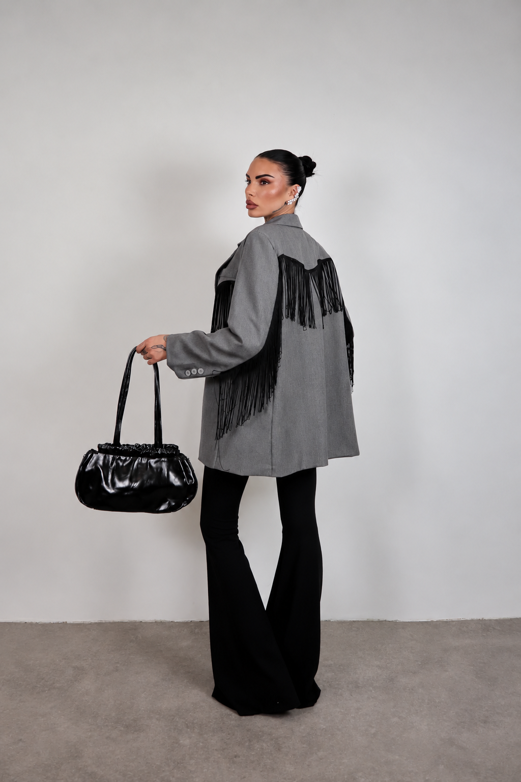 Blazer over Frange - Grigio