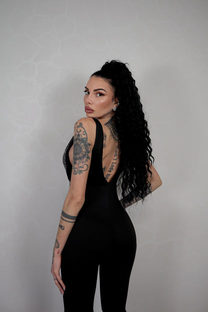 Tuta Intera Strass - Nero