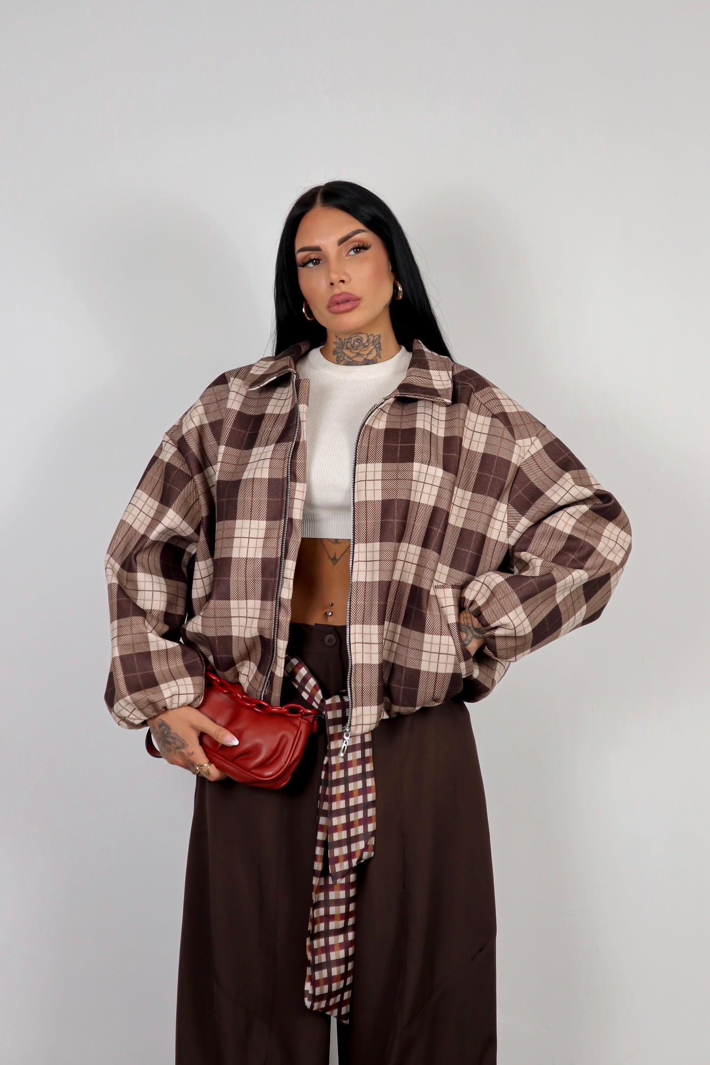 Bomber Tartan - Marrone