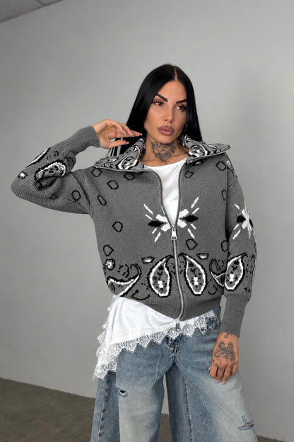 Cardigan Bandana - Grigio