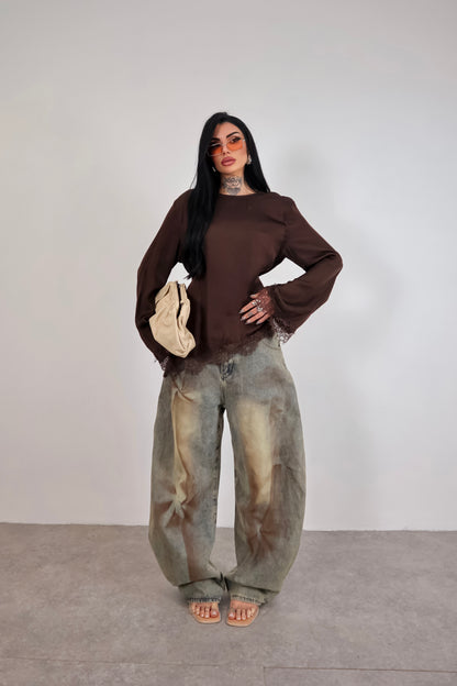 Maglia long sleeve Elegant - Marrone