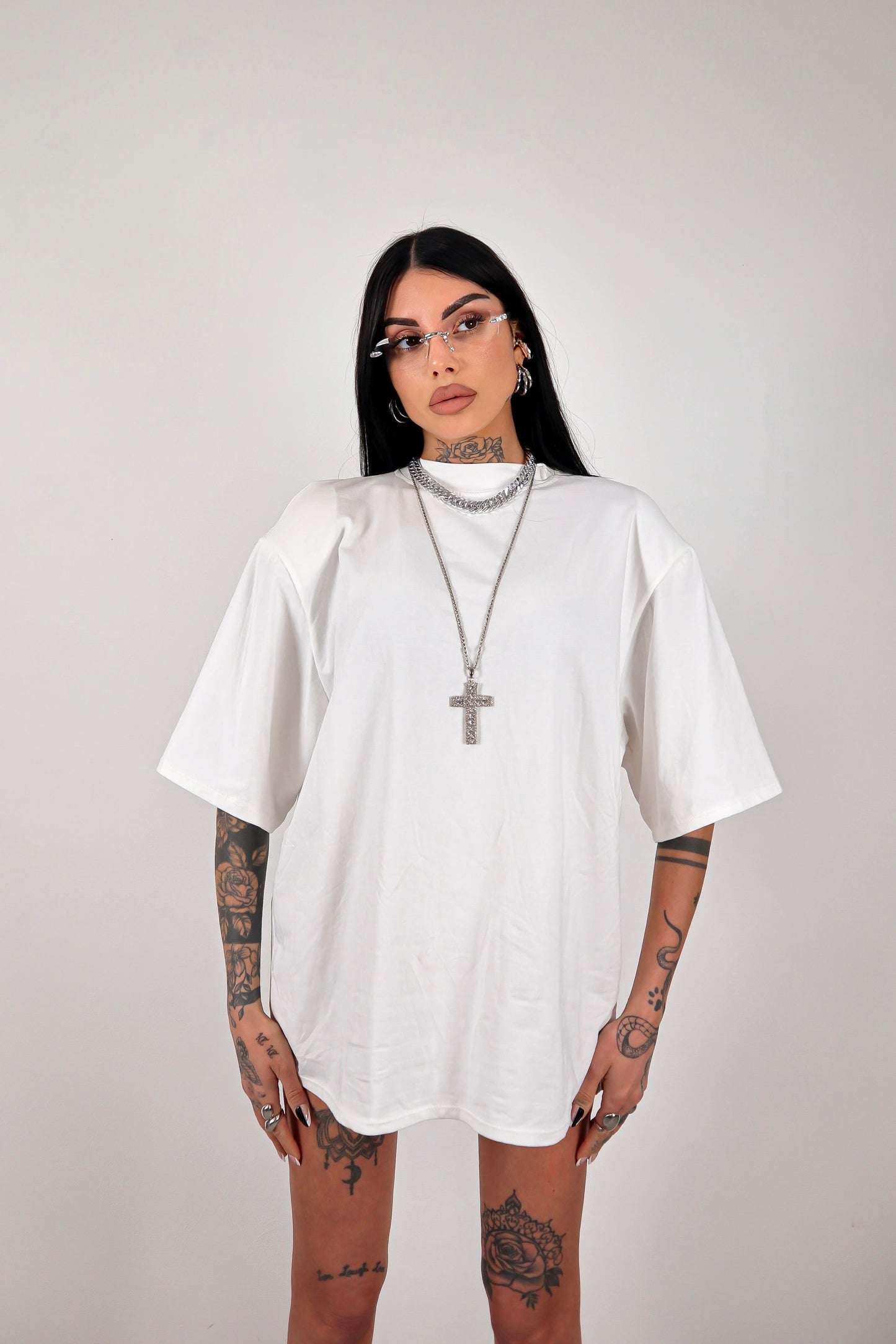 T-shirt oversize Spalline - Bianco