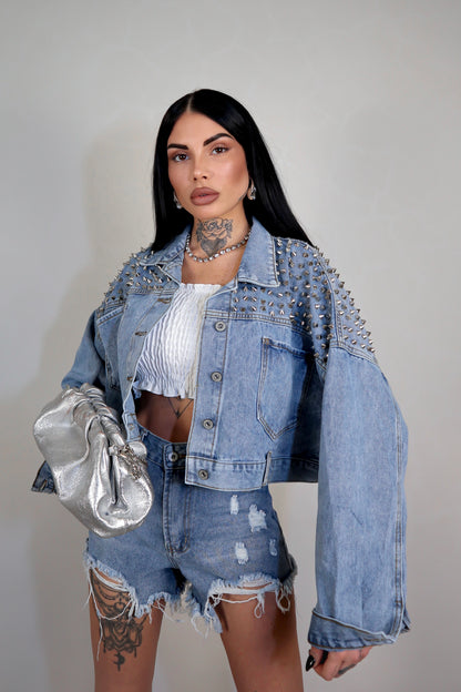 Giacca denim borchie Amber