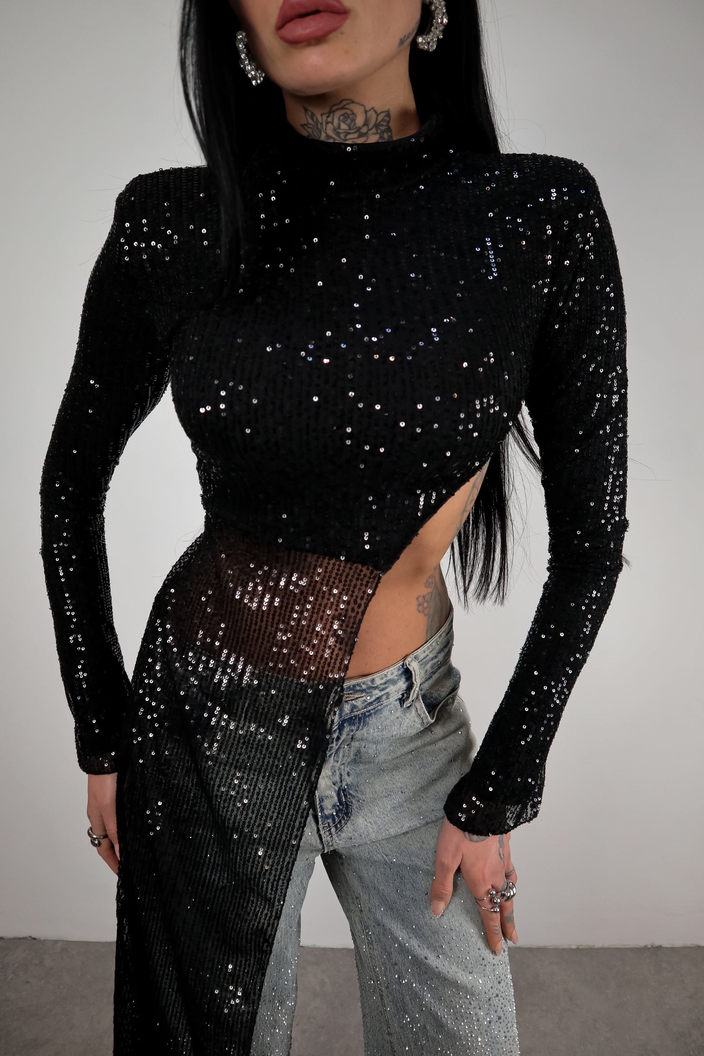 Maglia Paillettes Wow - Nero